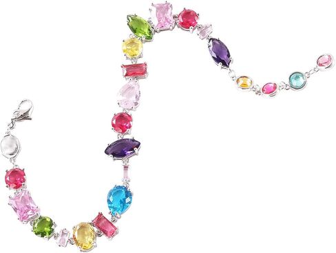 Colorful Gemstone Tennis Bracelet for Women Multicolor Crystal Beaded Bracelet, Fashion Jewelry Gift for Her, Birthday, Anniversary, Valentine's Day in Saudi Arabia