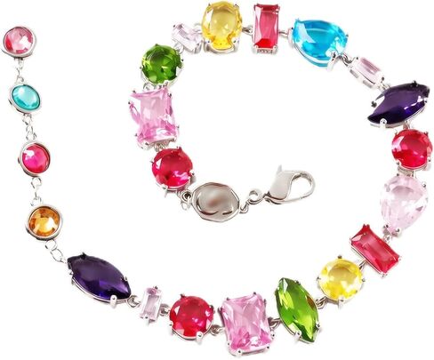 Colorful Gemstone Tennis Bracelet for Women Multicolor Crystal Beaded Bracelet, Fashion Jewelry Gift for Her, Birthday, Anniversary, Valentine's Day in Saudi Arabia