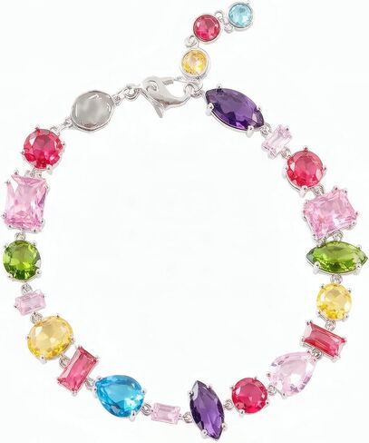 Colorful Gemstone Tennis Bracelet for Women Multicolor Crystal Beaded Bracelet, Fashion Jewelry Gift for Her, Birthday, Anniversary, Valentine's Day in Saudi Arabia