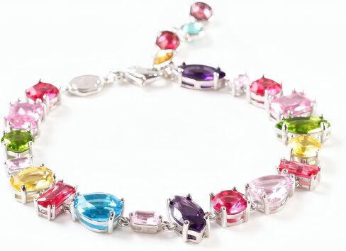 Colorful Gemstone Tennis Bracelet for Women Multicolor Crystal Beaded Bracelet, Fashion Jewelry Gift for Her, Birthday, Anniversary, Valentine's Day in Saudi Arabia