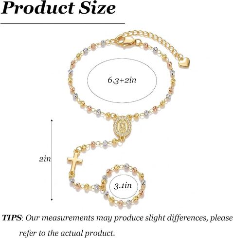 Virgin Mary Rosary Bracelet for Women Hand Chain Bracelet Gold Silver Virgin Mary Cross Ring Bracelets Non Tarnish Dainty Jewelry Trendy Religious Rosary Colorful Beads Hand Bracelets Gift for Women in Saudi Arabia
