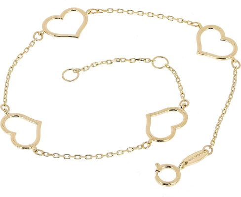 Italian 14k Yellow Gold Heart Link Chain Anklet/Bracelet 7" - 10" in Kuwait
