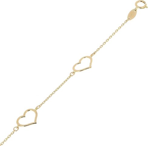 Italian 14k Yellow Gold Heart Link Chain Anklet/Bracelet 7" - 10" in Kuwait