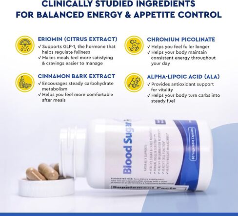 JJ Smith Sugar Focus – Glucose Control Complex with Eriomin, Cinnamon Bark, Chromium Picolinate & Alpha Lipoic Acid – GLP-1 Supplement for Cravings, Control, Energy & Healthy Weight. in Saudi Arabia