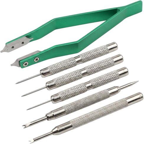 6 PCS Green Spring Bar Tool, Watch Band Tool Set, Professional Watch Spring Bar Tool for Strap Removal and Installation (1mm/0.9mm/0.8mm/Single Head/Double-Headed) in Saudi Arabia