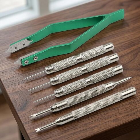 6 PCS Green Spring Bar Tool, Watch Band Tool Set, Professional Watch Spring Bar Tool for Strap Removal and Installation (1mm/0.9mm/0.8mm/Single Head/Double-Headed) in Saudi Arabia