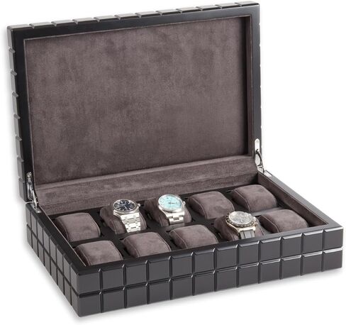 Bey-Berk Bogota Cube Watch Case (Green), Holds 10 Large Watches, Square Storage Box with Soft Lining and Magnetic Closure in Kuwait