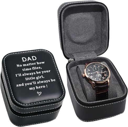 Watch Case Gift Box for Dad Birthday Gifts Fathers Day for Dad from Daughter Teen Adult Girls, PU Leather Single Travel Watch Case Holder I Love You Gifts for Step Bonus Dad Daddy Papa Father’s Day in Saudi Arabia