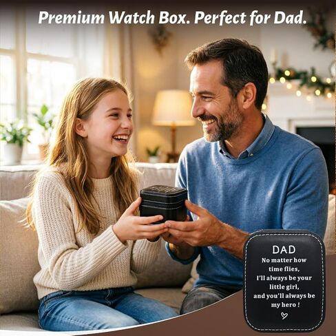 Watch Case Gift Box for Dad Birthday Gifts Fathers Day for Dad from Daughter Teen Adult Girls, PU Leather Single Travel Watch Case Holder I Love You Gifts for Step Bonus Dad Daddy Papa Father’s Day in Saudi Arabia