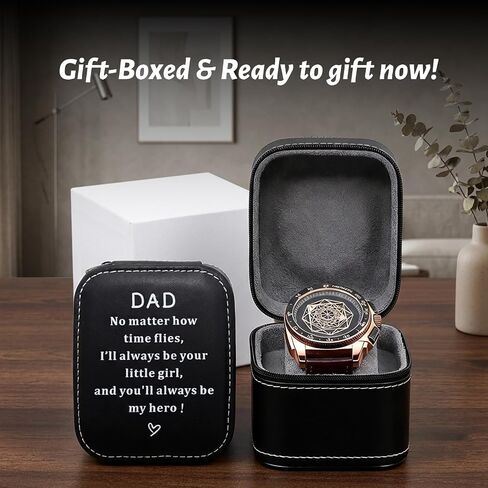 Watch Case Gift Box for Dad Birthday Gifts Fathers Day for Dad from Daughter Teen Adult Girls, PU Leather Single Travel Watch Case Holder I Love You Gifts for Step Bonus Dad Daddy Papa Father’s Day in Saudi Arabia