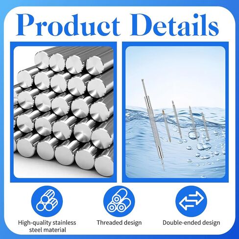 26 Packs Watch Band Pins Replacement Kit, 4 Sizes 18/20/22/24mm Watch Strap Pins, 1.3mm Diameter Heavy Duty Watch Pin with Spring Bar Removal Tool, Adjustment Tool for Watch Bracelet Repairing in Saudi Arabia