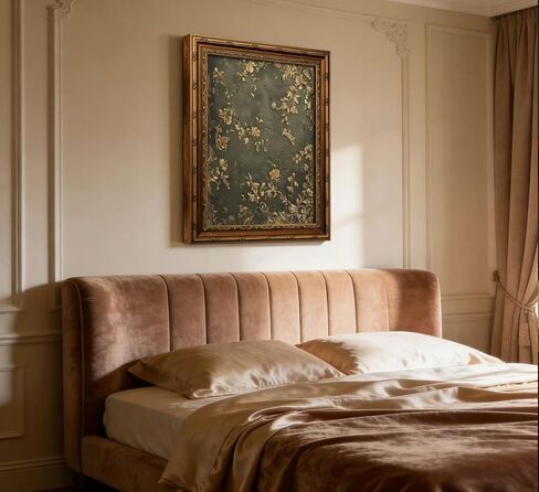 Vexlynora Vintage Gold Framed Dark Green Floral Wall Art - Ornate Gold Flower Canvas luxurious Textured Cottagecore Flower Picture Wall Decor for Living Room Bedroom Farmhouse Home 9X11in in Kuwait