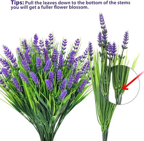 24 Bundles Artificial Plants Outdoor – UV Resistant Lavender Plastic Fake Faux Flowers Shrubs for Home Porch Garden Yard Window Box, Faux Flowers for Outdoor Planters in Saudi Arabia