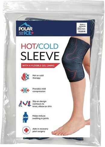 Brownmed Polar Ice - Hot/Cold Therapy Sleeve with Soft Gel Lining – Reusable Slip-On Compression Wrap for Knee, Elbow, Joint & Muscle Pain Relief, Injury, Swelling, Post-Surgery, Arthritis – L/XL in Saudi Arabia