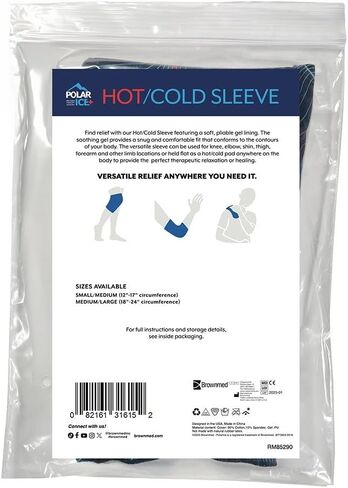 Brownmed Polar Ice - Hot/Cold Therapy Sleeve with Soft Gel Lining – Reusable Slip-On Compression Wrap for Knee, Elbow, Joint & Muscle Pain Relief, Injury, Swelling, Post-Surgery, Arthritis – L/XL in Saudi Arabia