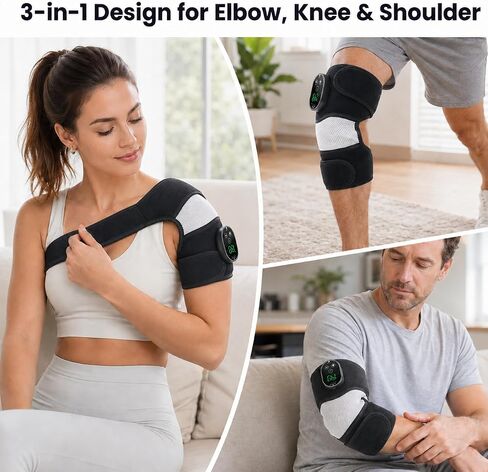 Cordless Elbow Massager for Pain Relief, Elbow Heating Pad with Massager, 3-in-1 Heating Pad for Knee, Shoulder, Tennis Elbow & Tendonitis Pain Relief, 5000mAh Battery, 6 Heat & 3 Massage in Kuwait