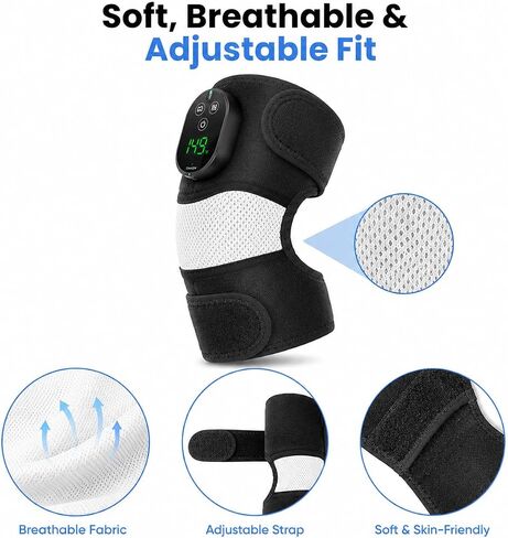 Cordless Elbow Massager for Pain Relief, Elbow Heating Pad with Massager, 3-in-1 Heating Pad for Knee, Shoulder, Tennis Elbow & Tendonitis Pain Relief, 5000mAh Battery, 6 Heat & 3 Massage in Kuwait