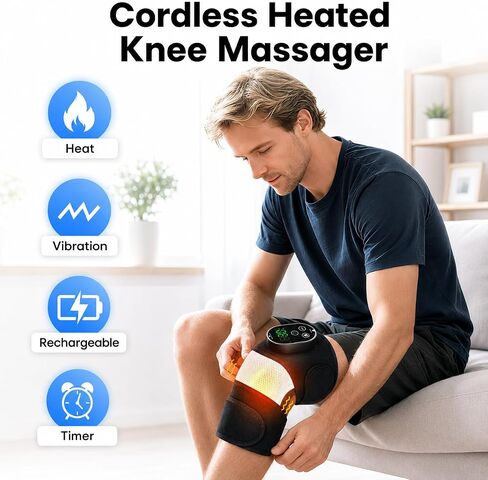 Cordless Elbow Massager for Pain Relief, Elbow Heating Pad with Massager, 3-in-1 Heating Pad for Knee, Shoulder, Tennis Elbow & Tendonitis Pain Relief, 5000mAh Battery, 6 Heat & 3 Massage in Kuwait