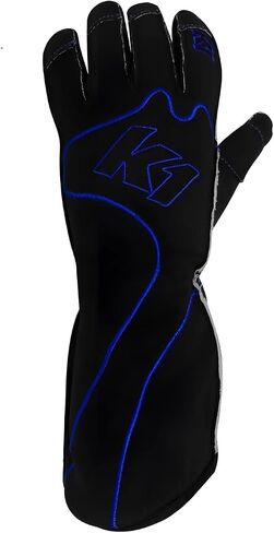 K1 RaceGear Driving Gloves, RS1, Single Layer, Cotton/Polyester, Black/Blue, X-Large, Pair in Saudi Arabia