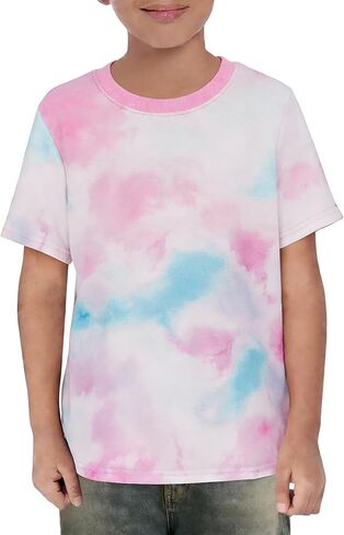 Haloumoning Boys Tie Dye T Shirts Kids Fashion Short Sleeve Crewneck Casual Tops Tees 5-14 Years in Kuwait