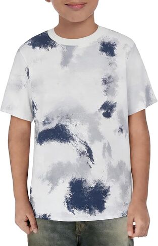 Haloumoning Boys Tie Dye T Shirts Kids Fashion Short Sleeve Crewneck Casual Tops Tees 5-14 Years in Kuwait
