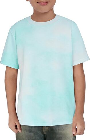 Haloumoning Boys Tie Dye T Shirts Kids Fashion Short Sleeve Crewneck Casual Tops Tees 5-14 Years in Kuwait