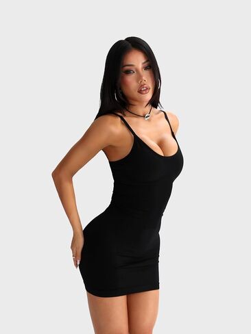 Women's Bodycon Mini Dress with Removable Pads, Adjustable Spaghetti Strap Cami Dress, Sexy Going Out Club Dress in Saudi Arabia