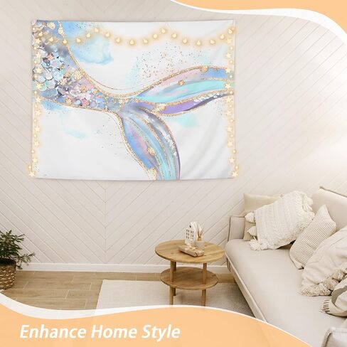 OHDCE Pink and Blue Mermaid Tapestry Wall Hanging, Mermaid Room Decor, Watercolor Glitter Ocean Beach Blanket Tapestries Wall Decoration for Girls Bedroom Room Nursery, 50x60 Inch in Saudi Arabia