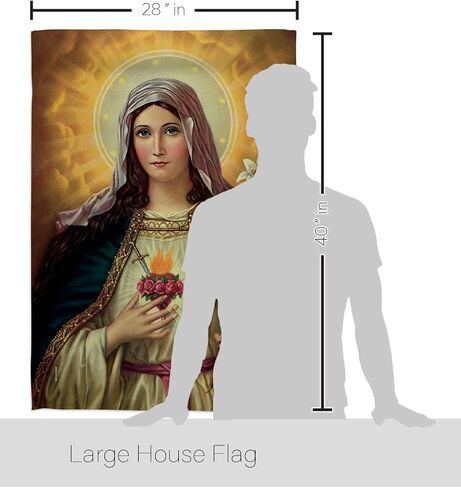 Feast of The Immaculate Heart of Mary Tapestry Wall Hanging Decor Home Porch Balcony Lawn Religious Canvas Room Tapestry Faith Cemetery Decorations for Grave Yard Sign Catholic Gift in Saudi Arabia