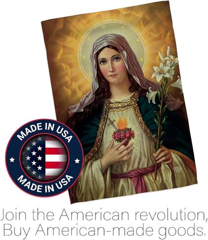 Feast of The Immaculate Heart of Mary Tapestry Wall Hanging Decor Home Porch Balcony Lawn Religious Canvas Room Tapestry Faith Cemetery Decorations for Grave Yard Sign Catholic Gift in Saudi Arabia