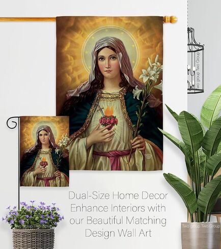 Feast of The Immaculate Heart of Mary Tapestry Wall Hanging Decor Home Porch Balcony Lawn Religious Canvas Room Tapestry Faith Cemetery Decorations for Grave Yard Sign Catholic Gift in Saudi Arabia