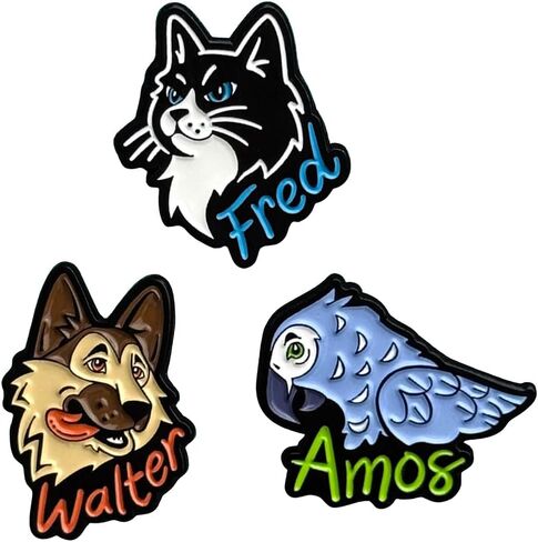 ConQuest Journals Into Darkness Pets Enamel Pin 3-Pack, Straight Post & Rubber Backers, Pins for Jacket, Tote & More, Lights Out Fred, Caught Up Walter, Game On Amos, Officially Licensed Navessa Allen in Kuwait