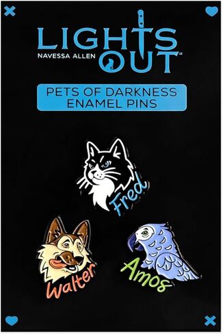 ConQuest Journals Into Darkness Pets Enamel Pin 3-Pack, Straight Post & Rubber Backers, Pins for Jacket, Tote & More, Lights Out Fred, Caught Up Walter, Game On Amos, Officially Licensed Navessa Allen in Kuwait