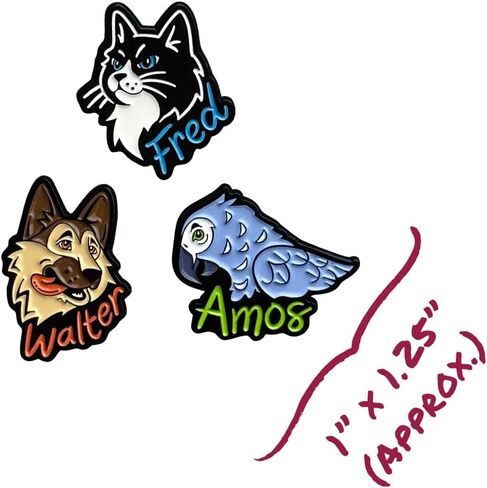 ConQuest Journals Into Darkness Pets Enamel Pin 3-Pack, Straight Post & Rubber Backers, Pins for Jacket, Tote & More, Lights Out Fred, Caught Up Walter, Game On Amos, Officially Licensed Navessa Allen in Kuwait