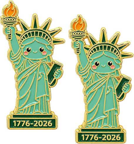 Statue of Liberty Enamel Pins - 2 Pcs Commemoration Brooch Pin with Box for America Birthday, Cute Lapel Pin for Independence Day 250th Anniversary Patriotic Metal Accessories in Saudi Arabia