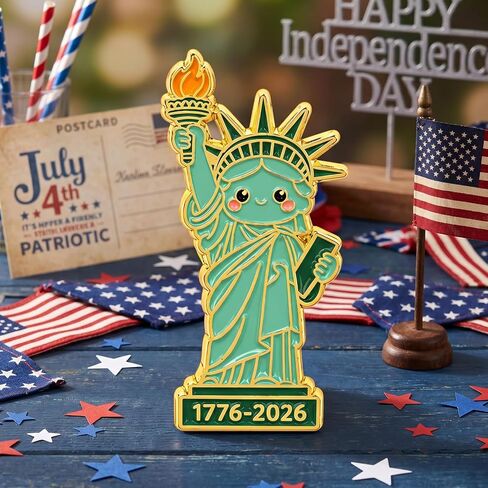 Statue of Liberty Enamel Pins - 2 Pcs Commemoration Brooch Pin with Box for America Birthday, Cute Lapel Pin for Independence Day 250th Anniversary Patriotic Metal Accessories in Saudi Arabia
