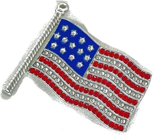 USA Flag Lapel Pin Cute Rhinestone Painting Oil Enamel Brooch Crystal Flagpole Bag Clothes Fashion Jewelry American Flag Badge in Saudi Arabia