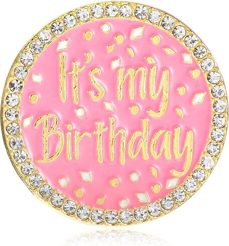 Birthday Girl Pin Round Metal Lapel It's My Birthday Pin with Rhinestones Pink Pearl Enamel Happy Birthdays Pins for Women Girls Boys Men Birthdays Party Wedding Gifts Decoration in Saudi Arabia