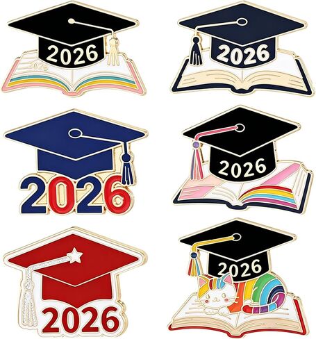 2026 Graduation Brooch Pins 6 Pcs Graduation Enamel Lapel Pins Bulk Souvenir Badges for High School College Student Grad Gift in Saudi Arabia
