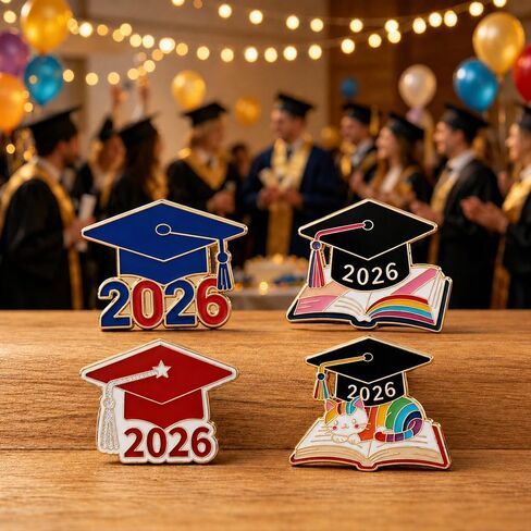 2026 التخرج بروش دبابيس 6 قطعة التخرج دبابيس سترات مزخرفة بالمينا السائبة شارات تذكارية للمدرسة الثانوية طالب جامعي غراد هدية in Kuwait