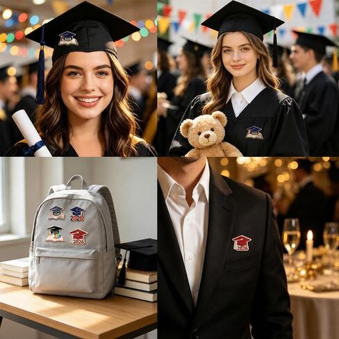 2026 التخرج بروش دبابيس 6 قطعة التخرج دبابيس سترات مزخرفة بالمينا السائبة شارات تذكارية للمدرسة الثانوية طالب جامعي غراد هدية in Kuwait
