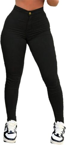 Skinny Jeans for Women Sexy high Waist Denim Light wash Stretchy Streetwear Pants Curve Hugging Trendy Pants in Kuwait