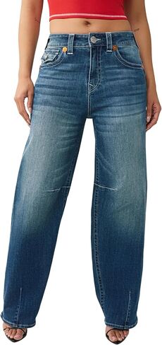 True Religion Women’s Billie Mid Rise Straight Big T – Big T Stitching, Horseshoe Details in Kuwait