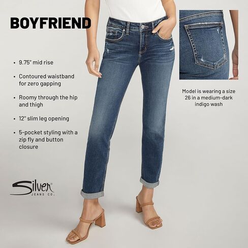 Silver Jeans Co. Women's Boyfriend Mid Rise Slim Leg Jeans in Kuwait