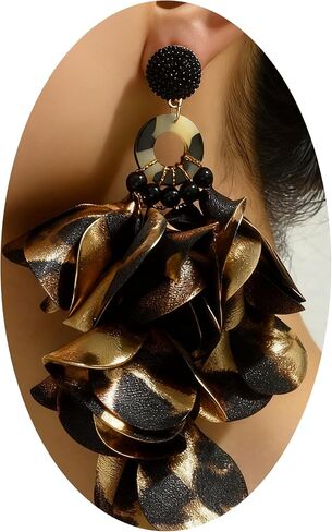 Women Leopard Print Bohemia Earrings, Exaggerated Fabric Cheetah Earrings, Fashionable Leopard Accessories for Women for Party, Date & Social Occasions in Saudi Arabia