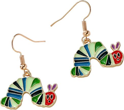 Cute Caterpillar Dangle Earring Funny Golden Plated Drop Dangle Teacher Read Earring for Women Back to School in Saudi Arabia