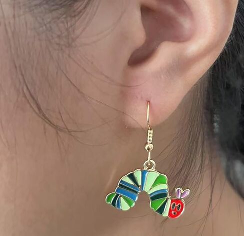Cute Caterpillar Dangle Earring Funny Golden Plated Drop Dangle Teacher Read Earring for Women Back to School in Saudi Arabia