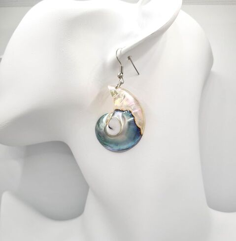Natural Mother of Pearl Shell Earrings, Handmade Dangle Drop 925 Sterling Silver Mother of Pearl Earrings for Women Jewelry AA419-A in Kuwait