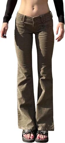 Womens Corduroy Flare Pants Low Rise Vintage Petite Bagyy Bell Bottom Corduroy Trousers with Pockets in Saudi Arabia
