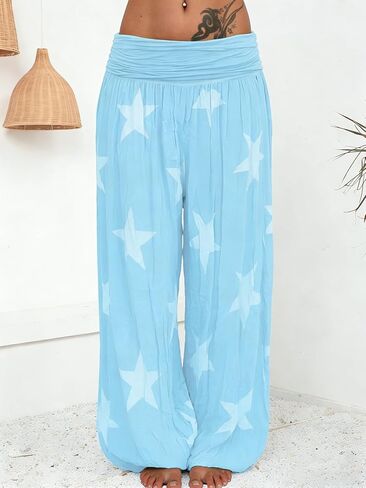 Super Baggy Barrel Wide Leg Pants for Women Men Casual Elastic Waist Unisex Lantern Trouser in Kuwait